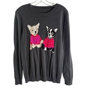 J.Crew Mercantile Women's Crewneck French Bulldog Sweater MEDIUM
